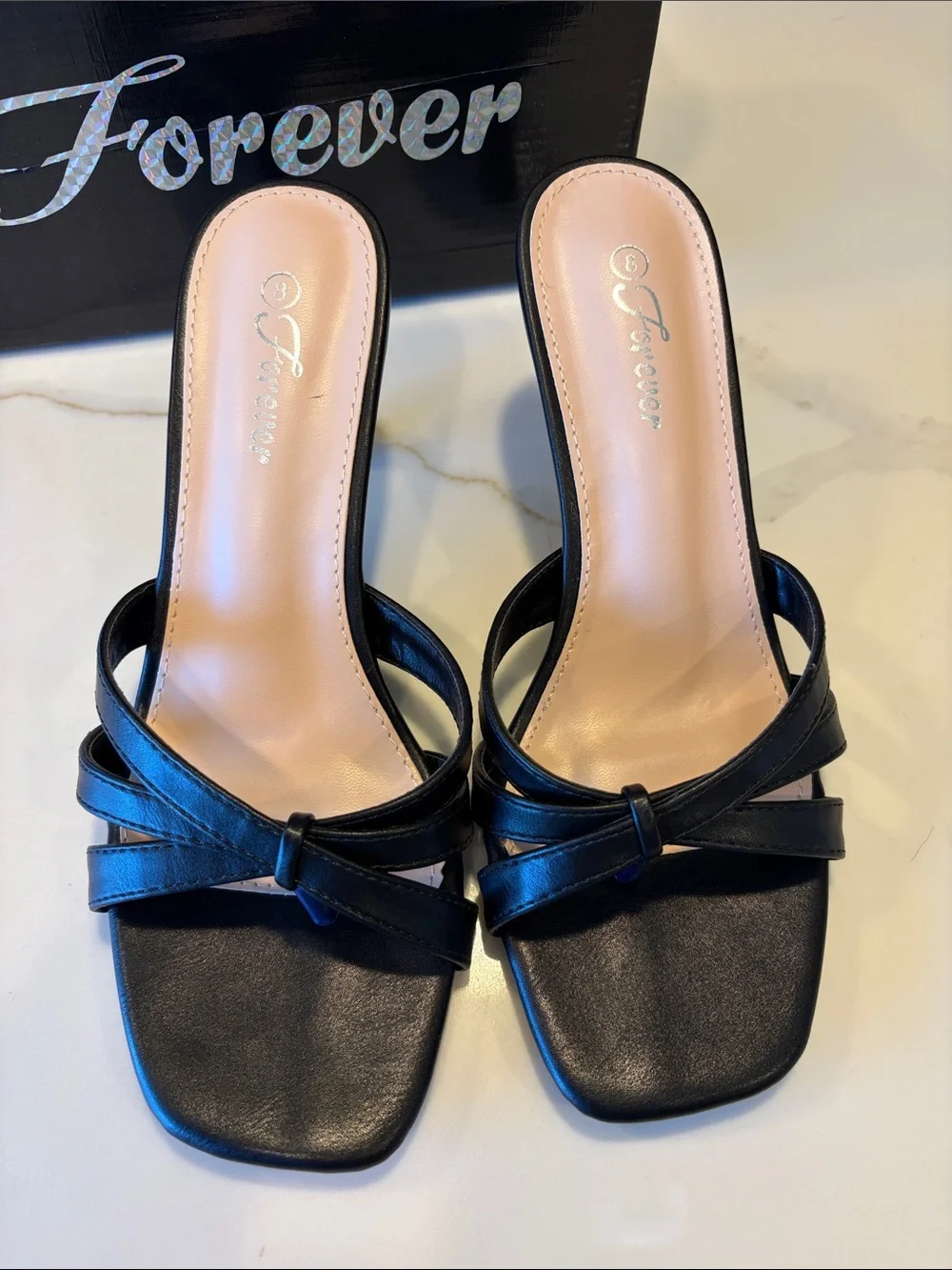 Forever Black Kitten Heel - size 8